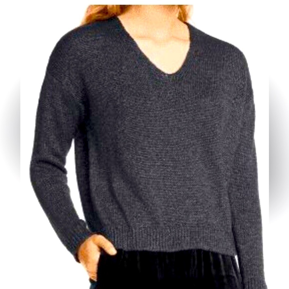 NWT Eileen Fisher Organic Linen Shimmer Chainette V-Neck Sweater / Black / XLG